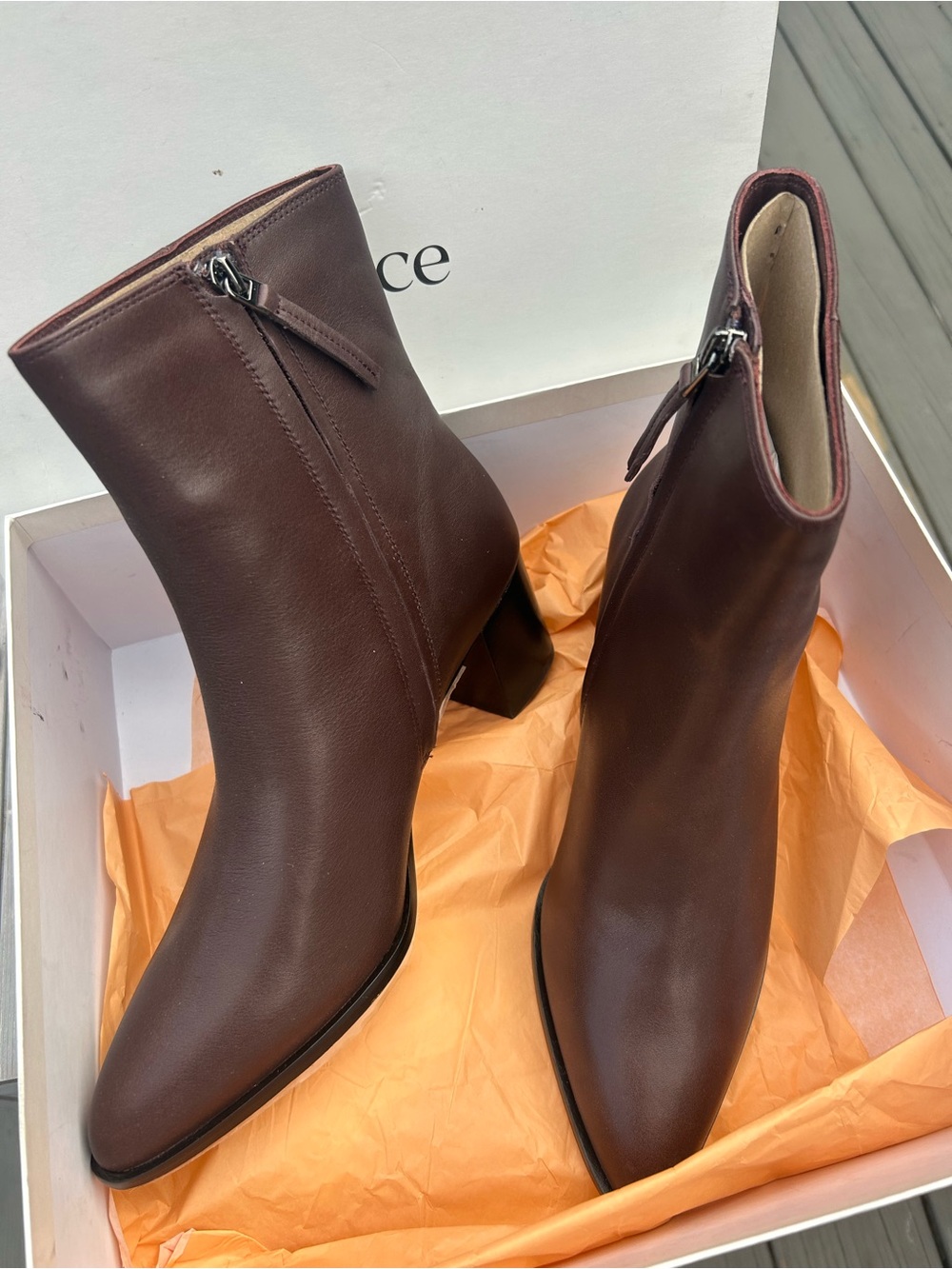 Quince Brown Leather Ankle Booties with Side Zip